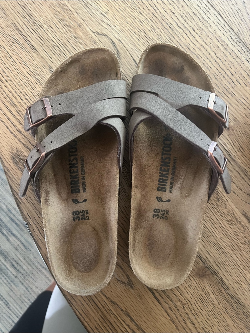 Birkenstock Yao Double-Strap Sandals in Mocha with Rose Buckles